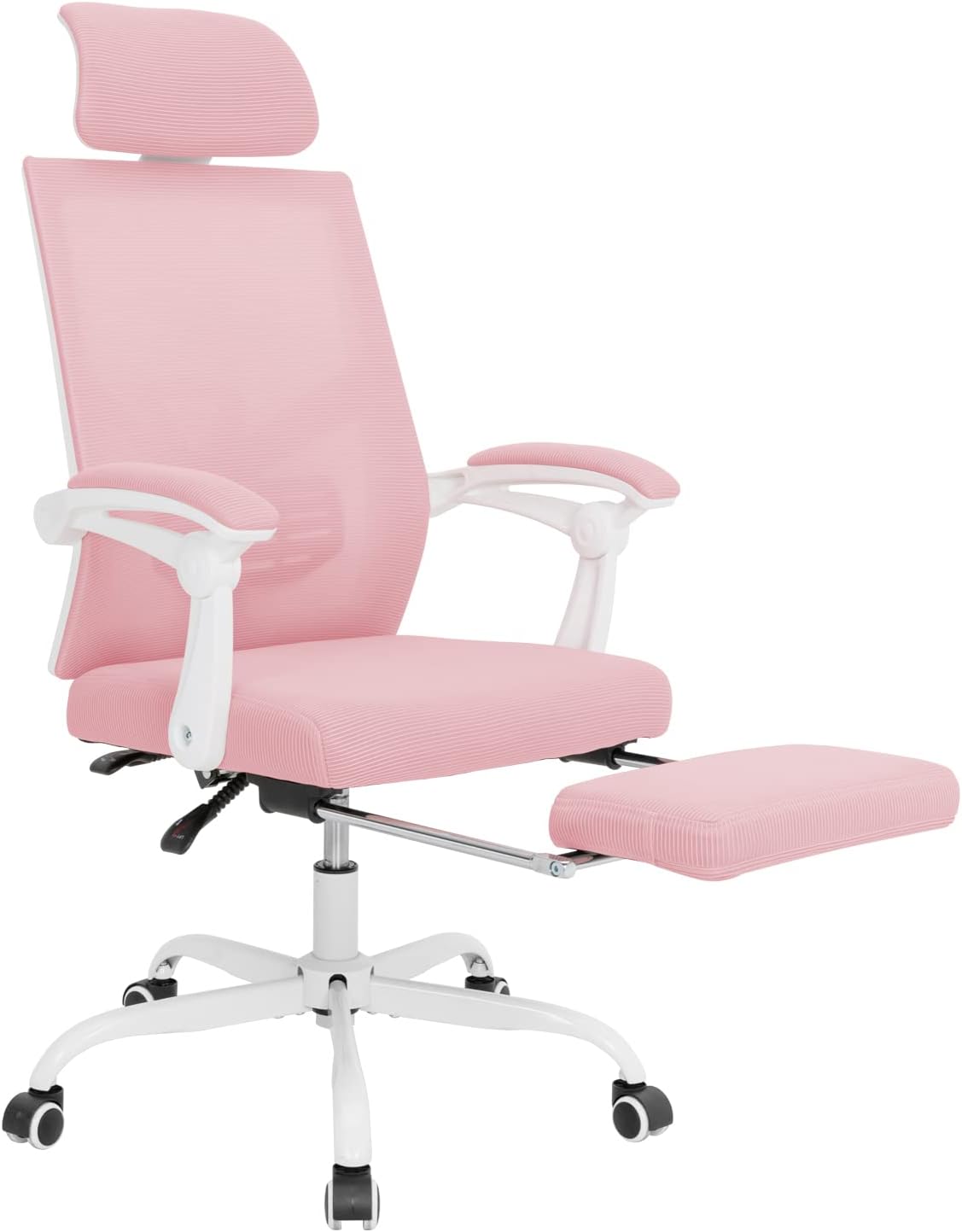 Qulomvs Mesh Ergonomic Office Chair with Footrest Home Office Desk Chair with Headrest and Backrest Adjustable Computer Executive Desk Chair with Wheels 360 Swivel Task Chair