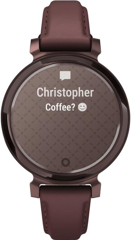 Garmin 010-02839-03 Lily 2 Classic Dark Bronze with Mulberry Leather Band Smartwatch | Official USA Partner Model | Bundle with Sport Towel + Deco Essentials Commuter Front & Rear Safety Light