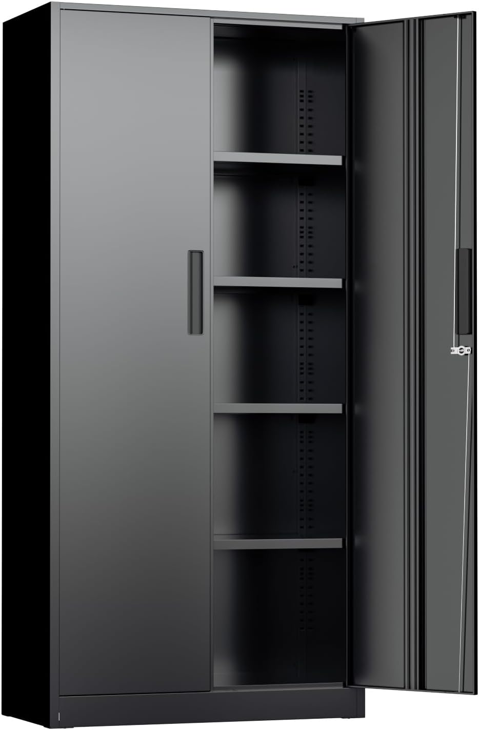 INTERGREAT Black Metal Storage Cabinet, 72' Locking Steel Cabinets with 2 Door and 4 Adjustable Shelves, Tall Metal Cabinet for Home Office, Garage, Warehouse