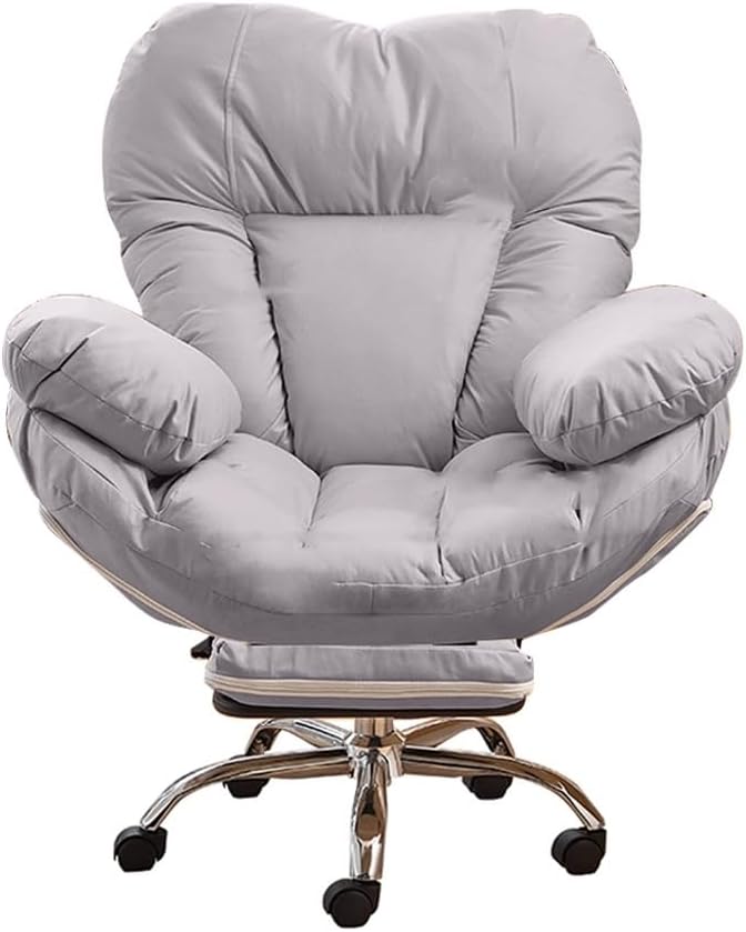 Lazy Sofa Gaming Chair Office Chairs Recliner Chair for Bedroom,Study Chair Ergonomic Lift Chair Backrest Reclinable Home Office Desk Chairs Computer Chair(Light Grey,with Footrest)