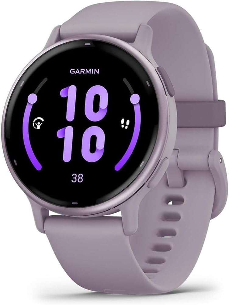 Garmin 010-02862-13 Vivoactive 5 Fitness Smartwatch, Orchid | Official USA Partner Model | Bundle with Workout Cooling Sport Towel and Deco Essentials Wearable Commuter Front and Rear Safety Light