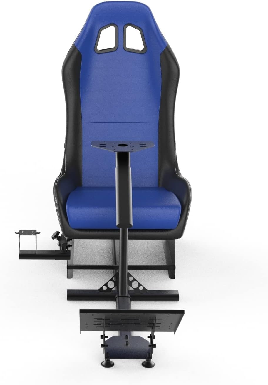 Sim Racing Cockpit with Seat | Compatible with G29 G920 G923 T248X T248 T300RS TX F458 T500RS| Easy to Install Racing Wheel Stand for PS5, Xbox, PC Gaming (Black/Blue)