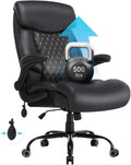 BOSMILLER Big and Tall Office Chair 500lbs for Heavy People with Adjustment Lumbar Support Heavy Duty Leather Executive Office Chair with Quiet Wheels