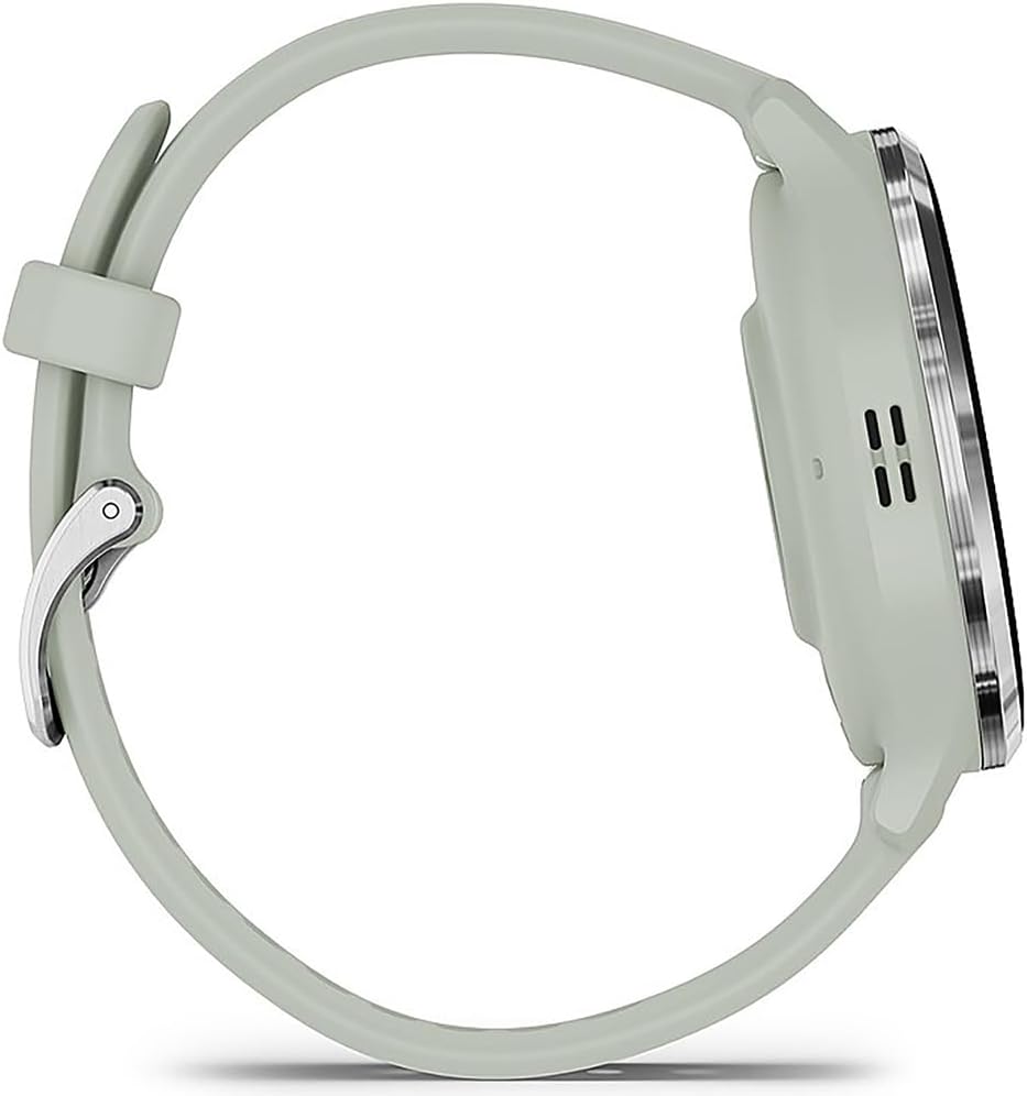 Garmin 010-02785-01 Venu 3S Health Fitness GPS Smartwatch Steel Bezel with Sage Gray Case 41mm Bundle with Charging Dock, Silicone Dust Cover 3 Pack and USB Type C Charging and Sync Cable