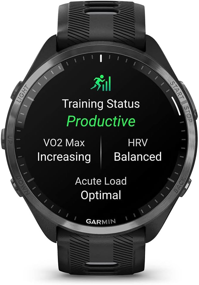 Garmin 010-02809-00 Forerunner 965 Running Smartwatch Black and Powder Gray Bundle with Deco Essentials Exclusive 26 Month CPS Enhanced Protection Pack