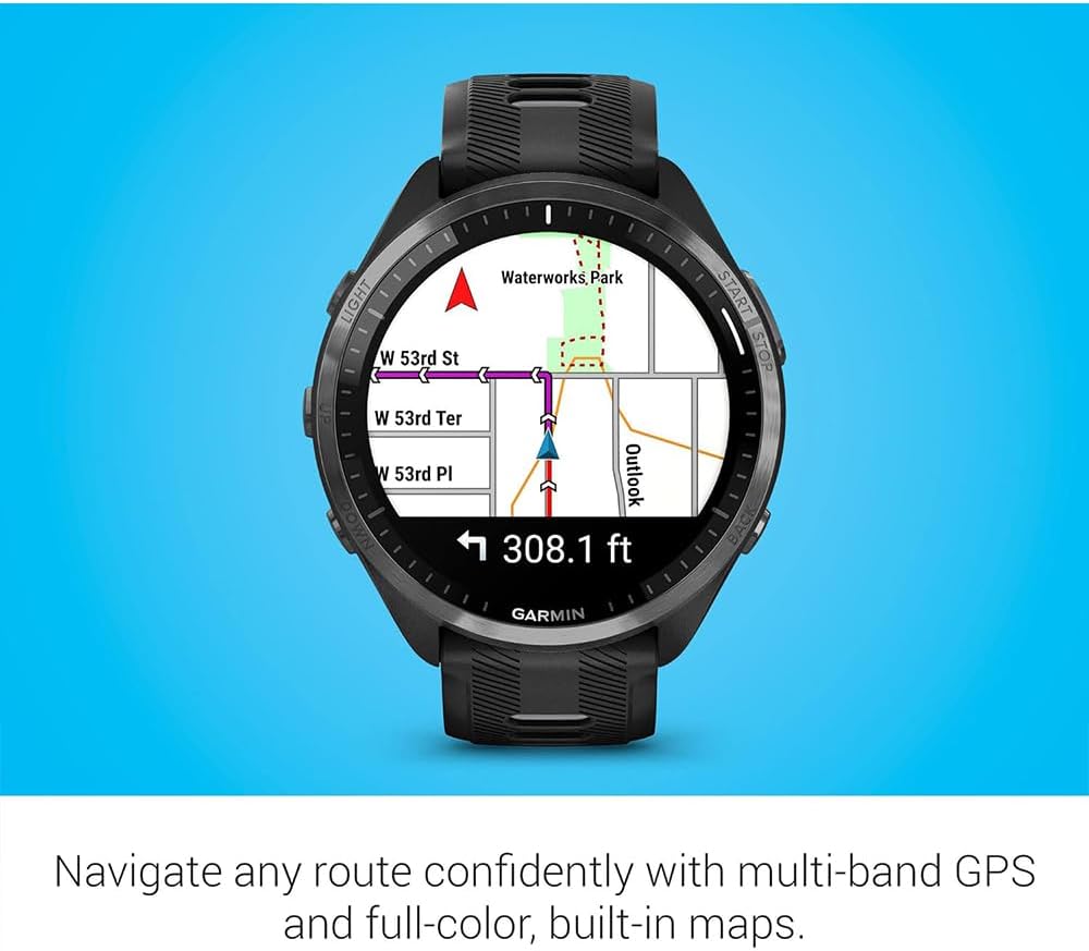 Garmin 010-02809-00 Forerunner 965 Running Smartwatch Black and Powder Gray Bundle with Deco Essentials Exclusive 26 Month CPS Enhanced Protection Pack