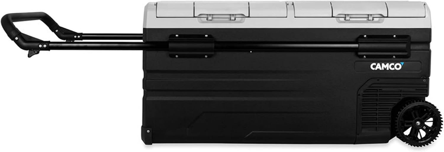 Camco 51522 CAM-950 Portable Refrigerator, AC 110V/DC 12V Compact Fridge/Freezer with Dual Zone Cooling, 95-Liter - Keeps Food and Drinks Cold While On-the-Go - Ideal for Road Trips, RVing, Camping