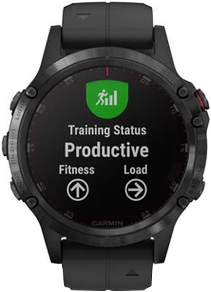 Garmin fenix 5 Plus, Premium Multisport GPS Smartwatch, Features Color Topo Maps, Heart Rate Monitoring, Music and Contactless Payment, Black with Black Band