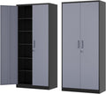 Fesbos Metal Storage Cabinet-72' Tall Steel File Cabinets with Lockable Doors and 5 Adjustable Shelves-Black&Gray Steel Storage Cabinet for Home, School, Office, Garage