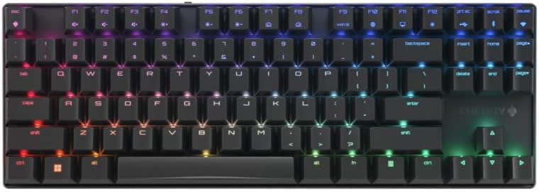 Cherry MX 8.2 TKL Wireless Gaming Keyboard. Compact TenKeyLess. Mechanical 87 Keys RGB Backlit Keys ABS Keycaps. MX Red Switch. Aluminum Carrying Case Included.