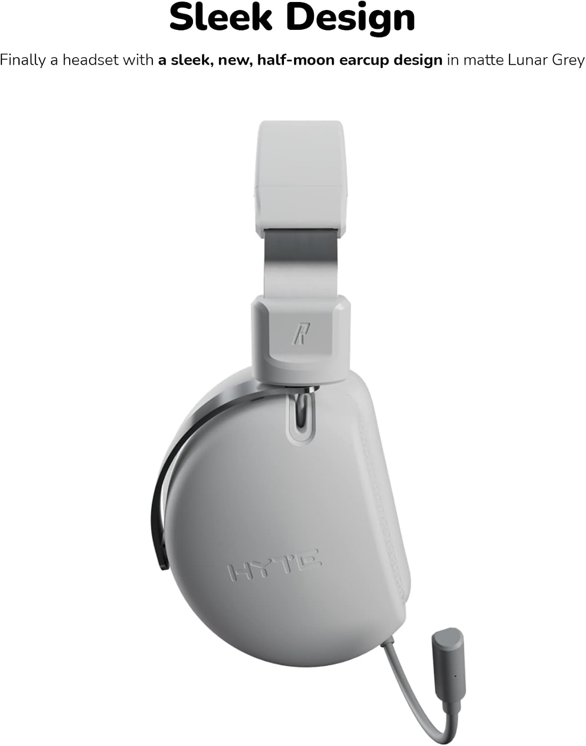 Hyte Eclipse HG10 Wireless Gaming Headset, 2.4 GHz Wireless Performance, USB-C, Detachable Mic, 30 Hour Battery, for PC, PS4, PS5, Switch Grey