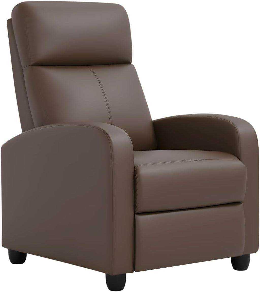 BestMassage | Recliner Chair | No Massage Function | Pu Brown | with Lumbar Support, Adjustable Push Back, Wide Armrests, Footrest & Padded Seat | Easy Assembly | for Living Room, Home Theatre