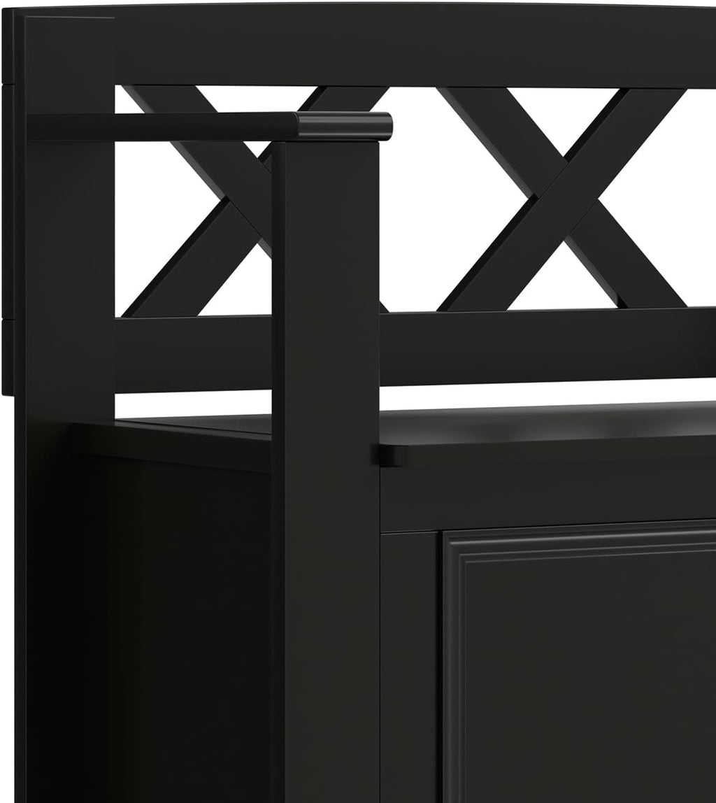 SIMPLIHOME Amherst Entryway Storage Bench - 36 inch Wide Solid Wood Hallway Bench in Black, Transitional Bench for Entry or Mudroom with Lift-Up Lid, Storage Compartments and X-Back Detail