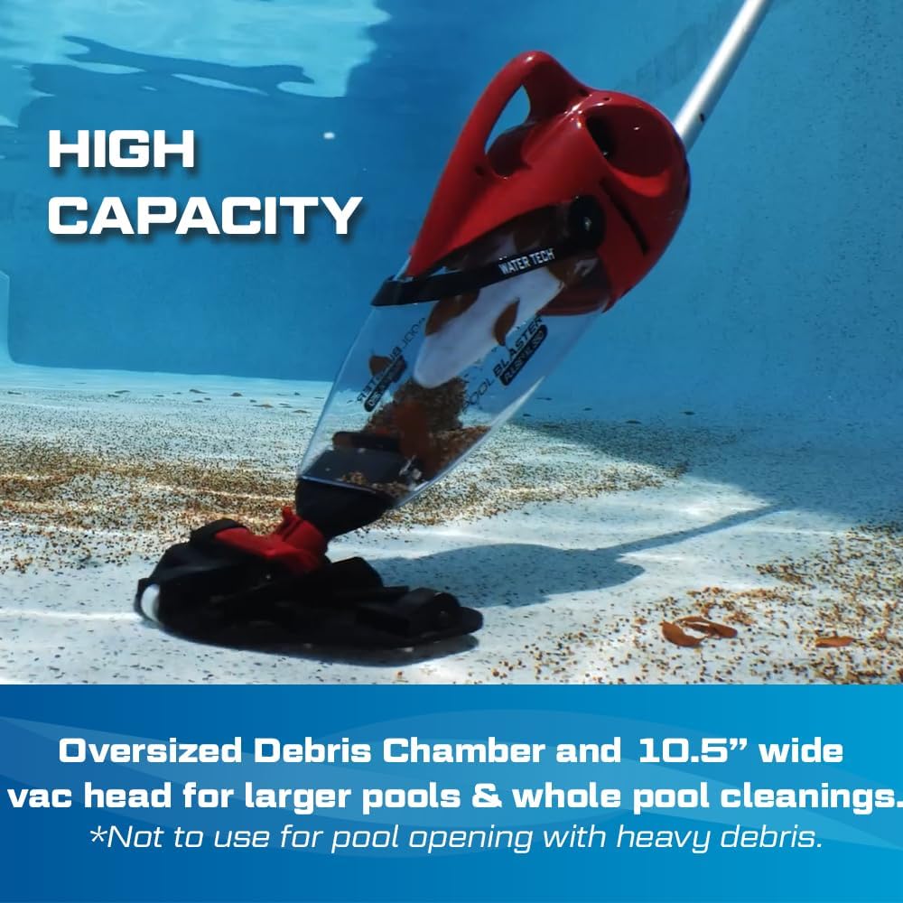 POOL BLASTER Pulse XL 350 American-Engineered Cordless Pool Vacuum with Auto-Start Sensor – Hoseless Vac with XL Debris Chamber for Inground, Above Ground Swimming Pools - 10.5' Head & 60 Min Runtime