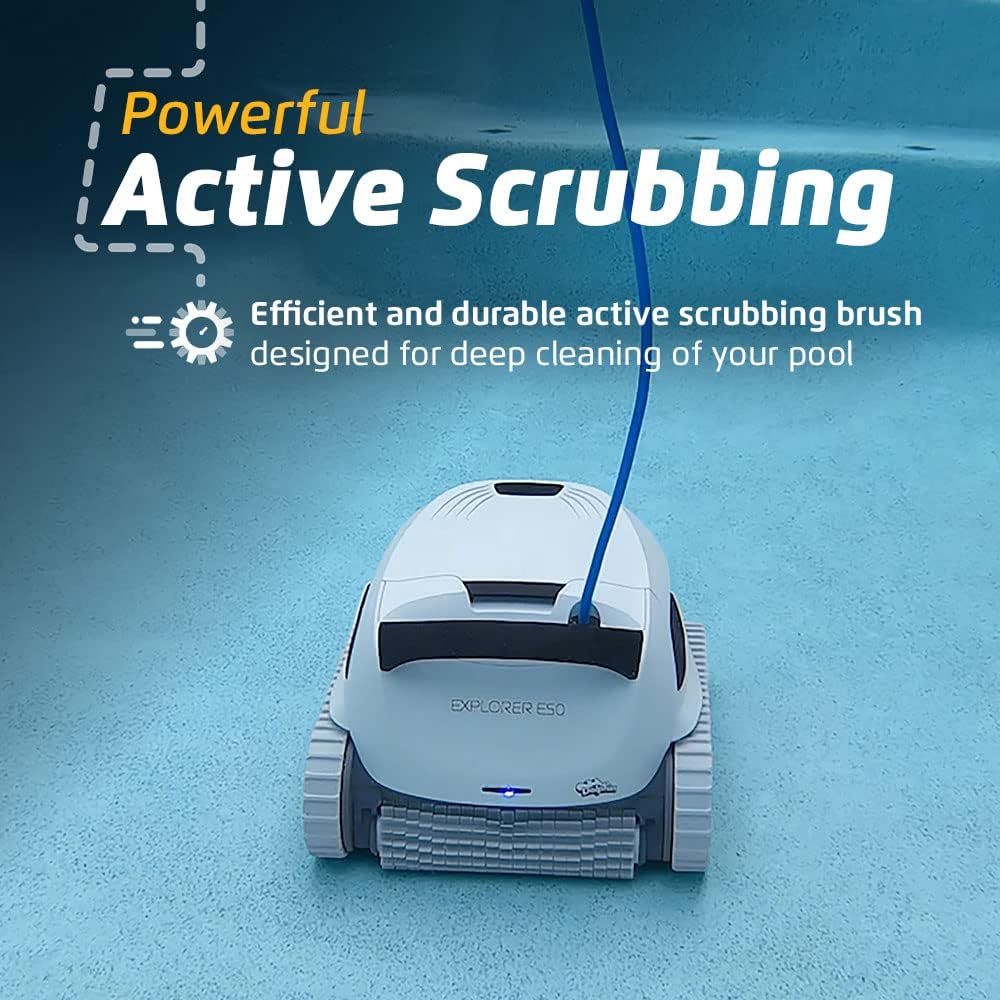 Dolphin Explorer E50 Wi-Fi Automatic Robotic Pool Vacuum Cleaner Includes Caddy for Easy Transport and Store, Ideal for Inground Pool Up to 50 Feet in Length