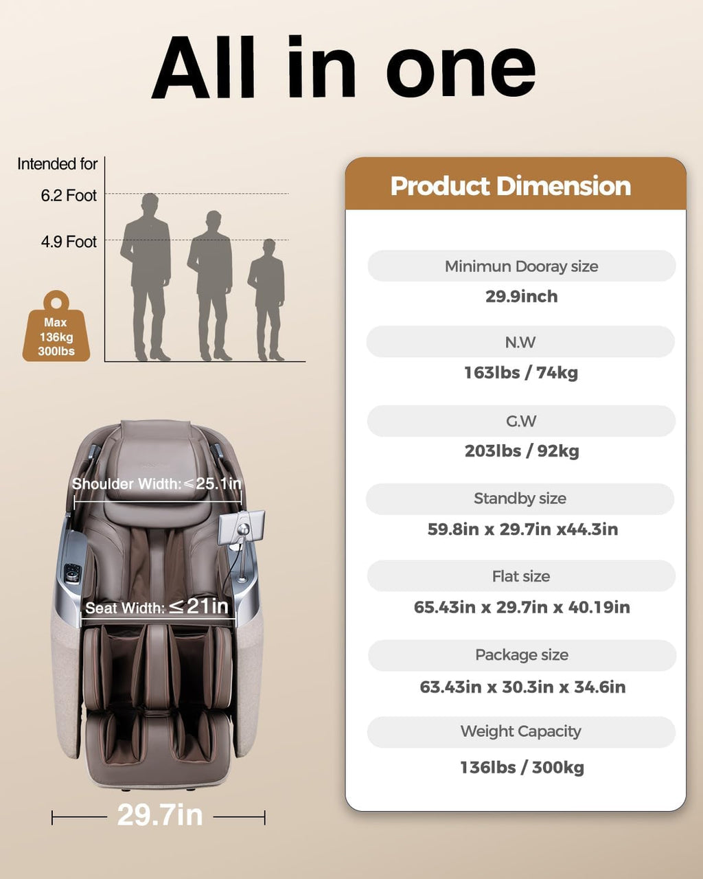 2026 4D Massage Chair Full Body, 24 Modes Zero Gravity SL-Track Shiatsu Recliner- AI APP Control Airbag Massage with Body Scan, Deep Yoga Stretch, Foot Rollers, Built-in Heat System(Brown)
