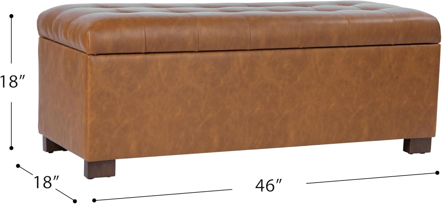 HomePop Large Tufted Storage Bench - Vintage Saddle Brown