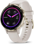 Garmin Venu 3S Soft Gold Stainless Steel Bezel 1.2-Inch AMOLED Touchscreen Display Smart Watch with 41mm Ivory Case and Silicone Band (Renewed)