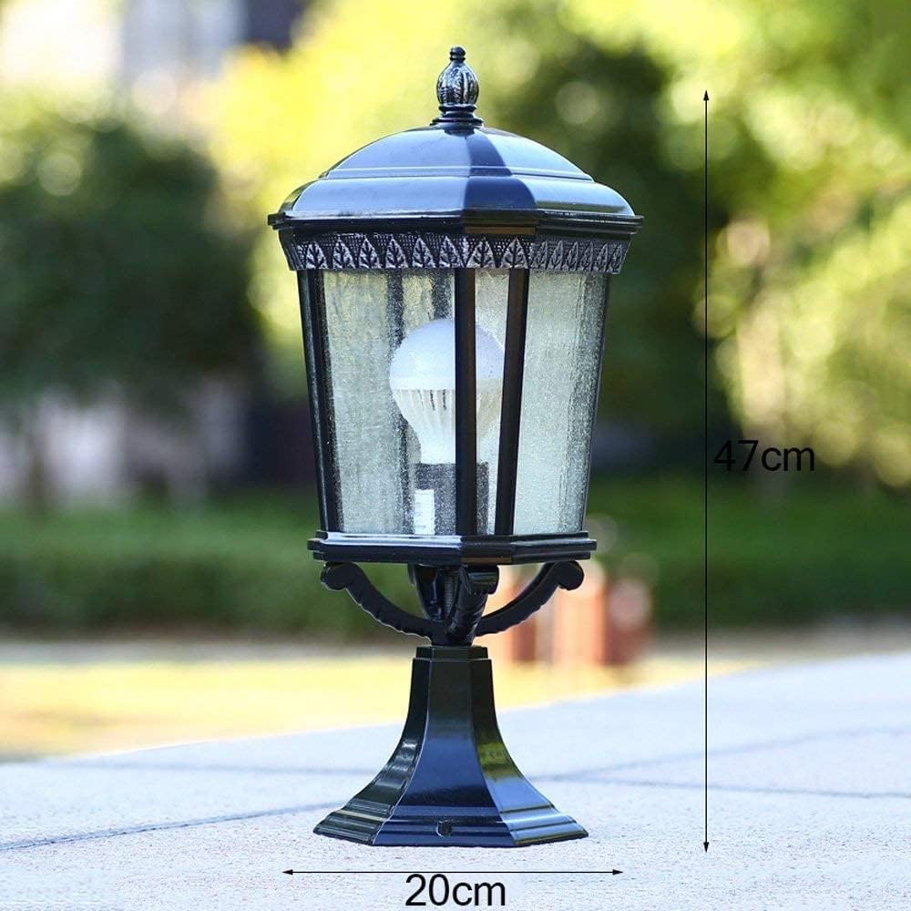 47CM Large IP55 Outdoor Waterproof Lighting Pillar Lantern Villa External Decoration Landscape Lighting E27 Garage Pavilion Garden Patio Light Post Lights Black Aluminum Column Lamp