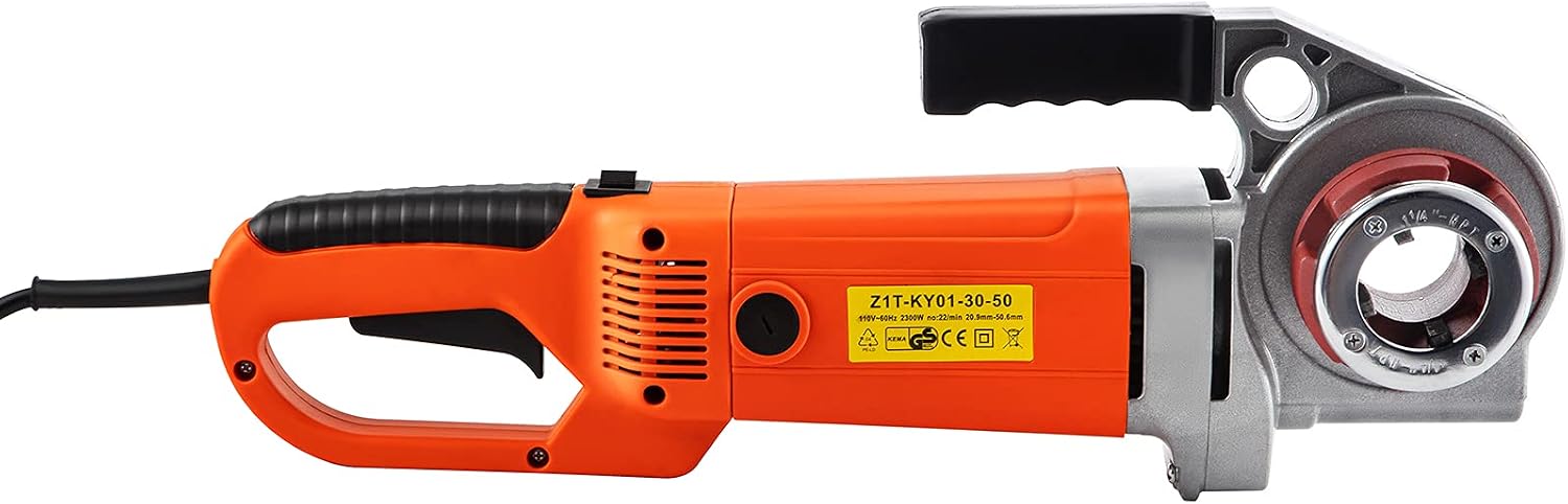 VEVOR Electric Pipe Threader, 2300W Pipe Threading Machine with 4 Dies 1/2' - 1 1/4', 110V Hand-held Pipe Threader Machine with Copper Motor, Portable Electric Pipe Threading Kit with Carrying Case