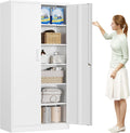 MIIIKO Metal Storage Cabinet with Lock, 71' Steel Storage Cabinet with 2 Doors and 5 Adjustable Shelves, for Office, School.
