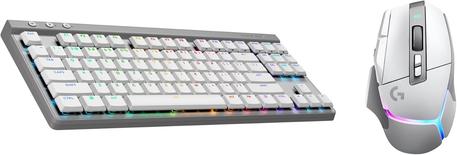 Logitech G502 X Plus Lightspeed Wireless Gaming Mouse + G515 TKL Wireless Gaming Keyboard (Tactile) Bundle: White