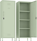Metal Locker Storage Cabinets Lockable Single File Storage Cabinet with Door and Removable Shelves Kids Locker for School Gym Pantry Kitchen (Green)