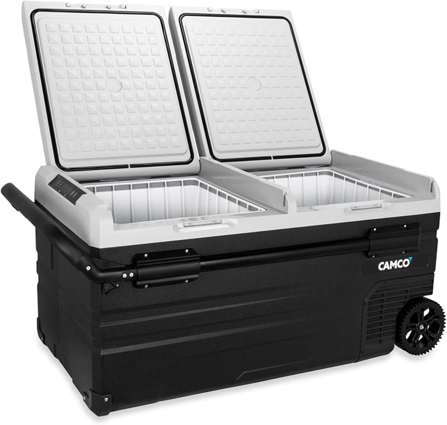 Camco 51522 CAM-950 Portable Refrigerator, AC 110V/DC 12V Compact Fridge/Freezer with Dual Zone Cooling, 95-Liter - Keeps Food and Drinks Cold While On-the-Go - Ideal for Road Trips, RVing, Camping