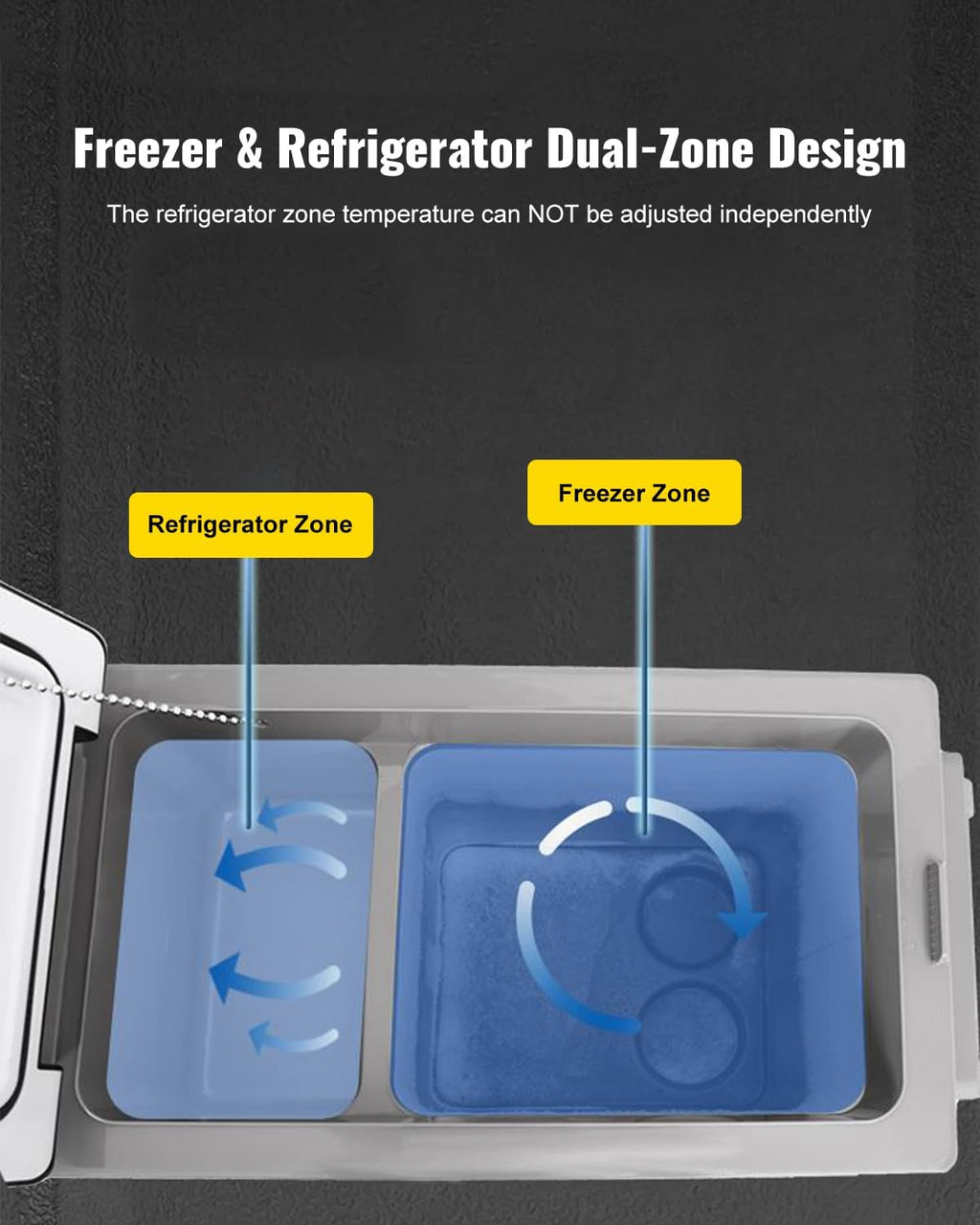 VEVOR CF55 12 Volt 58 Qt Refrigerator, Dual Zone Portable Compressor 12/24V DC and 110-240V AC, Freezer Fridge Cooler, for Car, Truck RV, Camping and Home Use, Black+Gray