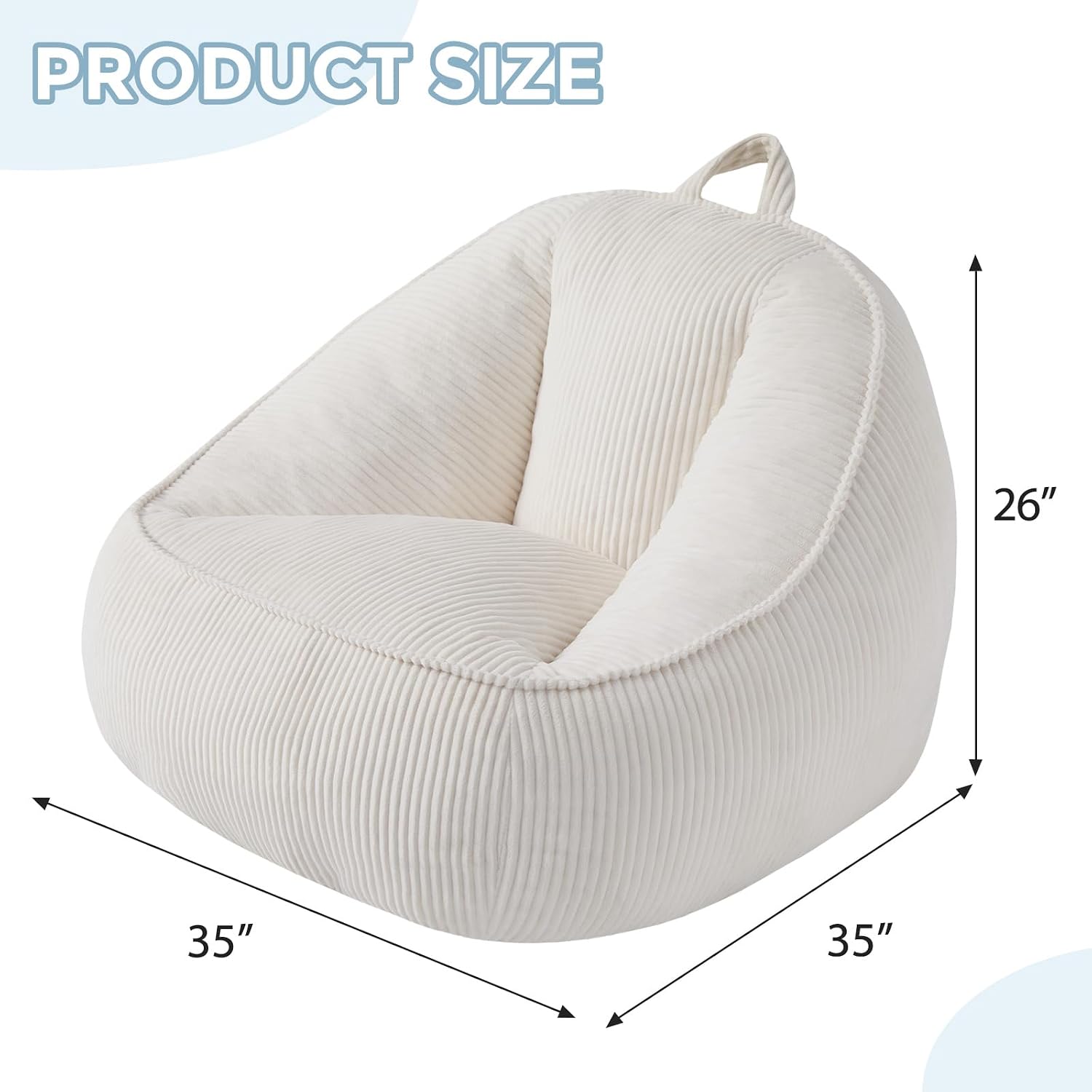 HUGHEAVEN Large Bean Bag Chairs for Kids,Bean Bag Chairs for Kids 8-12,Comfy Bean Bag Sofa with Back Support,Big Bean Bag Couch & Chair for Bedroom, Floor Sofa for Relaxing and Reading,Beige