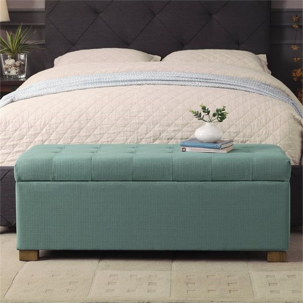 HomePop Large Storage Ottoman Bench with Lift Off Lid, Teal 46' x 18' x 18'