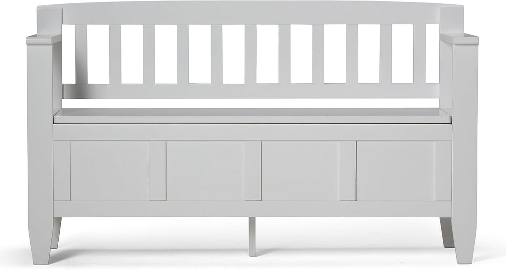 SIMPLIHOME Brooklyn Entryway Storage Bench - 48 inch Wide Solid Wood Hallway Bench in White, Contemporary Mudroom Bench for Entry or Foyer with Lift-Up Lid and Spacious Hidden Storage