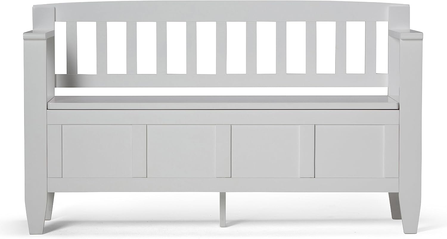 SIMPLIHOME Brooklyn Entryway Storage Bench - 48 inch Wide Solid Wood Hallway Bench in White, Contemporary Mudroom Bench for Entry or Foyer with Lift-Up Lid and Spacious Hidden Storage