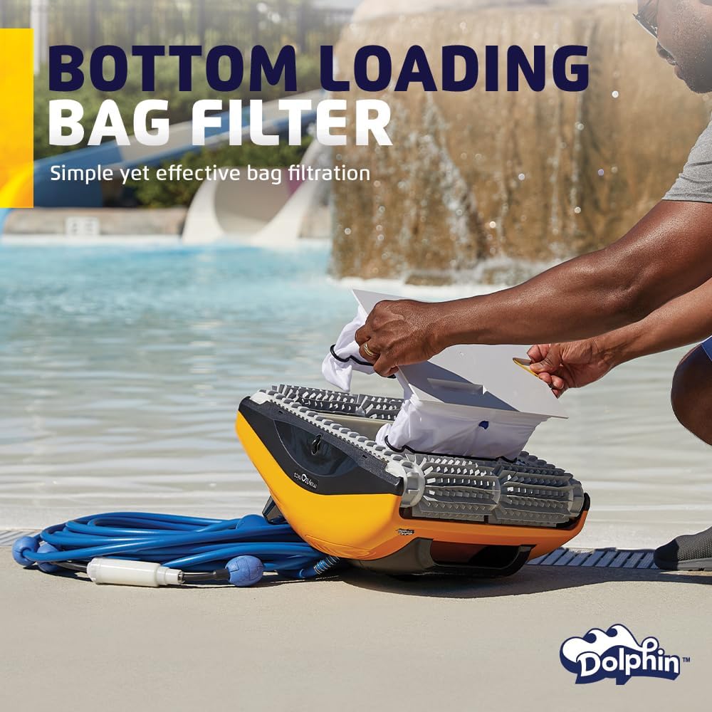 Dolphin W20 Automatic Robotic Pool Vacuum Cleaner Includes Remote Control and Caddy, Floor Cleaning Only, Ideal for Commercial Shallow Depth Pools up to 78 FT in Length