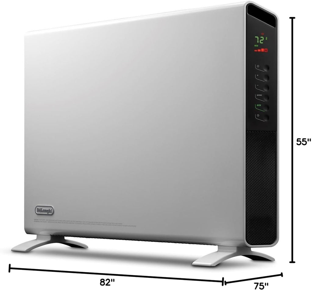 DeLonghi Convection Panel Heater, Full Room Quiet 1500W, portable electric heater is freestanding/easily wall mounted. Energy Saving, quick heat distribution, timer, white, HCX9115E