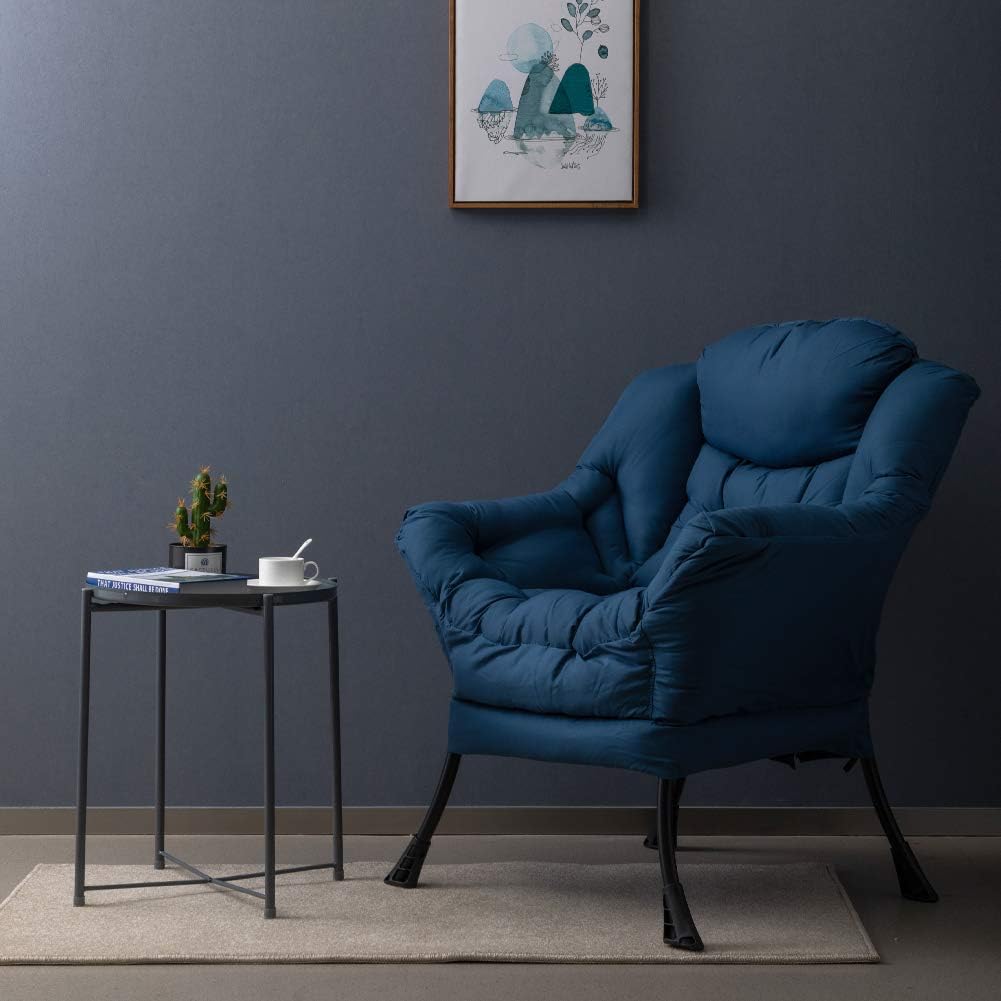 HollyHOME Lazy Chair with Armrest and Side Pocket, Comfy Accent Lounge Chair,Leisure Sofa Armchair for Living Room, Bedroom, Dorm, or Small Spaces, Oversized Reading Sofa Chair,Navy Blue