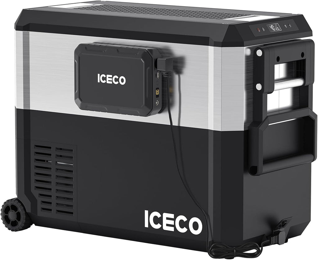 ICECO JP50 Pro Portable Refrigerator with Magnetic Battery,12V Fridge Freezer with Wheels, Car Fridge Powered by SECOP, 51.7 Quart Cooler -4℉～68℉, DC 12/24V, AC 110/240V, Refrigerator for Car&Home
