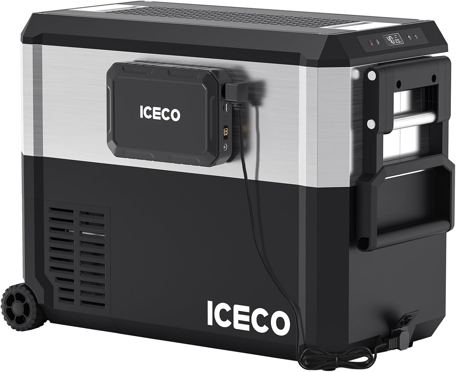 ICECO JP50 Pro Portable Refrigerator with Magnetic Battery,12V Fridge Freezer with Wheels, Car Fridge Powered by SECOP, 51.7 Quart Cooler -4℉～68℉, DC 12/24V, AC 110/240V, Refrigerator for Car&Home