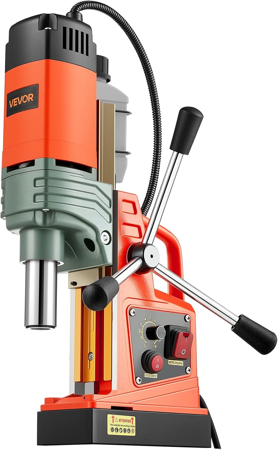 VEVOR Magnetic Drill Press, 1400 W, 2 in Boring Diameter, 2810 lbf Power Portable Mag Drill Press, 0–800 RPM Adjustable Speed, with Weldon Shank, for Metal Surface, Industrial and Home Improvement