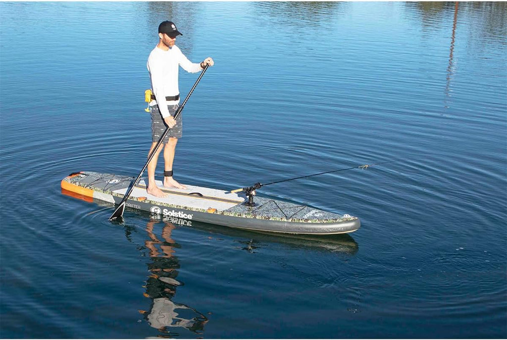 Solstice Drifter Inflatable Stand Up Paddle Board Kit | Yak Attack Accessory Mount | 11'6 x 34'' x 6'' | 350 Pound Capacity | Included Paddle Straps | Military Grade Materials, Green Camo (36116)