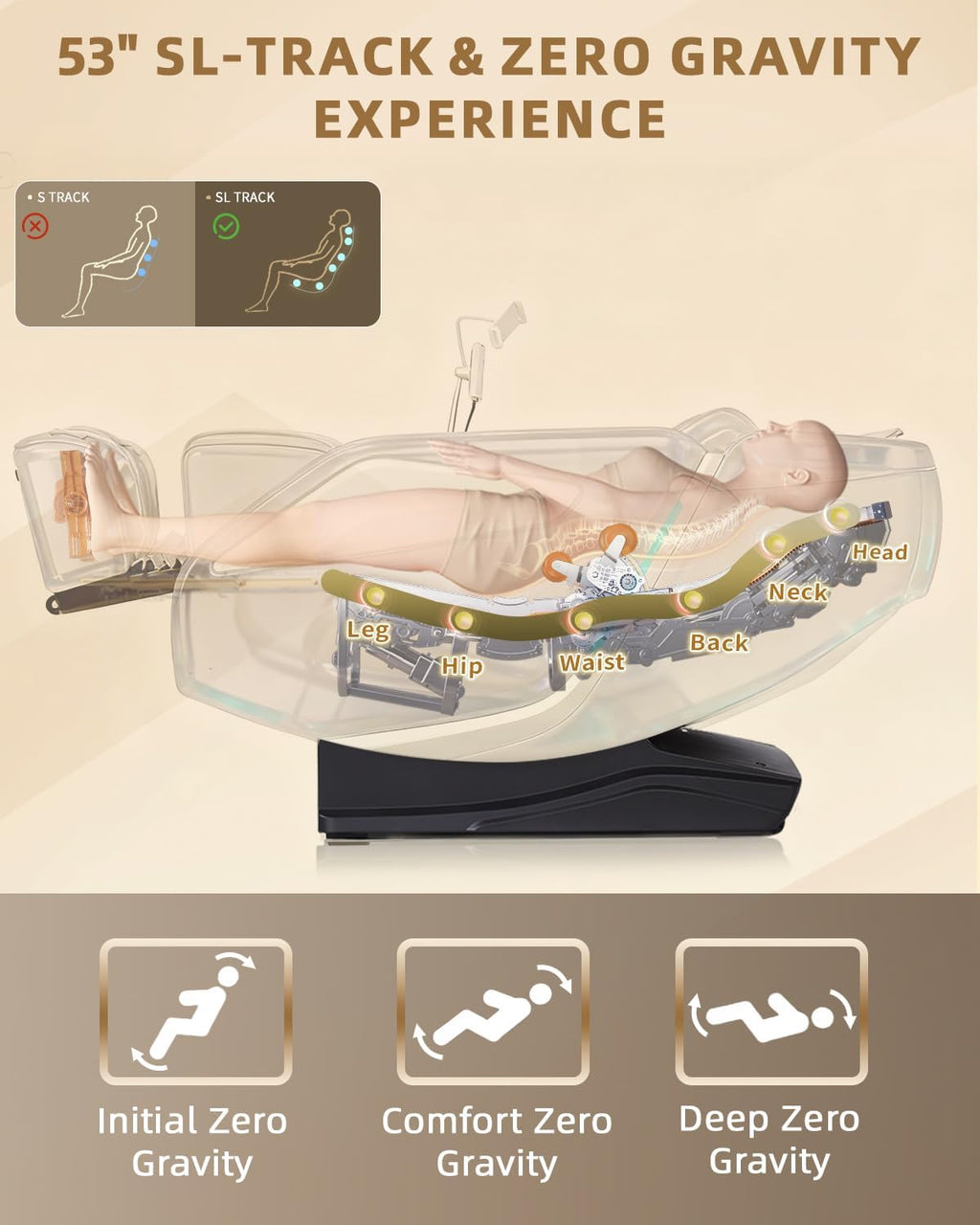 Full Body Zero Gravity Massage Chair with Body Scan 4D Intelligent Shiatsu Strecth Massage, Back/Leg Heated with AI Voice Control Bluetooth Speaker Airbags SL Track Massage Coffee