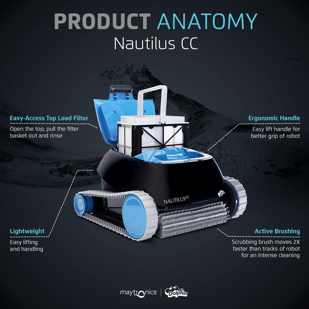 Dolphin Nautilus CC Automatic Robotic Pool Vacuum Cleaner Includes Ultra-Fine Filters for an Ultimate Clean, Ideal for In-Ground Pools up to 33 FT in Length