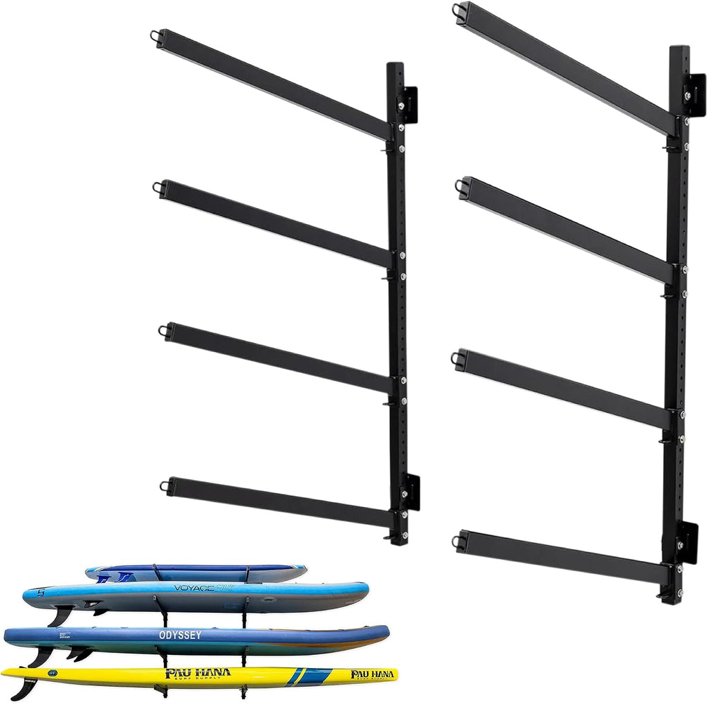 StoreYourBoard Outdoor Standup Paddleboard Rack, Wall Mount, Holds 400 lbs, Adjustable Storage Stand, Heavy-duty Metal Organizer