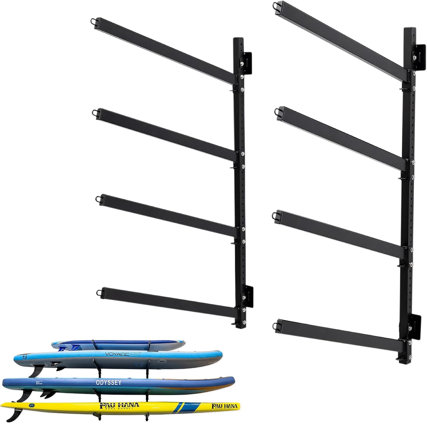 StoreYourBoard Outdoor Standup Paddleboard Rack, Wall Mount, Holds 400 lbs, Adjustable Storage Stand, Heavy-duty Metal Organizer