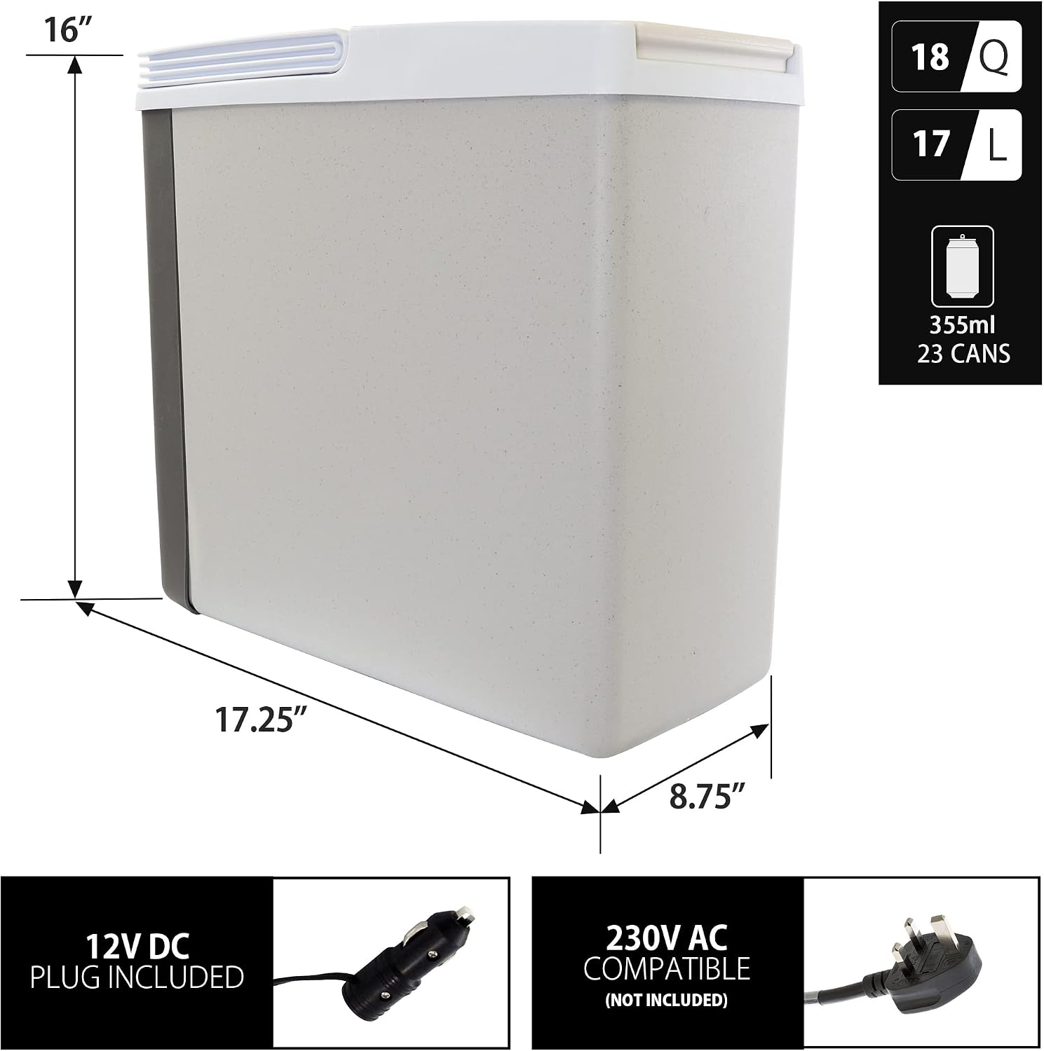 Koolatron 12V Iceless Cooler & Warmer – Portable 18 qt Electric Cooler/Nevera Portátil Eléctrica for Car Truck Camper Boat Hard Sided Mini Fridge for Camping Picnic Travel Lunch Food Drinks Office