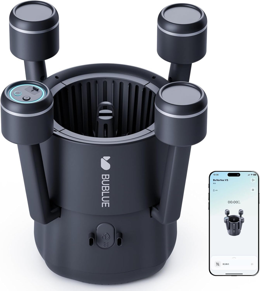 (2026 Upgrade) BUBLUE BuVortex V5 Pool Skimmer Robot,Pool Surface Skimmer Robot with App Control,5L Filter,Dual Cleaning Modes,AI Navigation,Ideal for In-Ground & Above-Ground Pools,Dark Gray