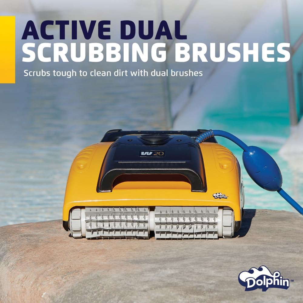 Dolphin W20 Automatic Robotic Pool Vacuum Cleaner Includes Remote Control and Caddy, Floor Cleaning Only, Ideal for Commercial Shallow Depth Pools up to 78 FT in Length