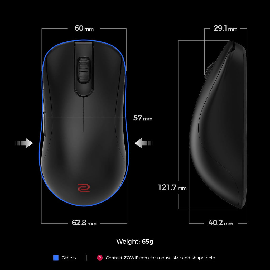 BenQ Zowie ZA13-DW 4K Wireless Mouse for Esports, Sports Science, 4K Enhanced Receiver, 65g, Symmetrical, Driverless, 3950 Sensor, 4K Polling Rate
