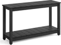 Stoog Outdoor Console Table, All-Weather 2-Tier Patio Console Table with Adjustable Feet, Low Maintenance, for Backyard, Garden, Entryway, and Deck, Black