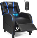POWERSTONE Gaming Recliner Chair, Reclining Gaming Chairs for Adults Ergonomic Leather Sofa with Footrest Lumbar Support Headrest and Side Pouch for Living Room Home Theater, Blue
